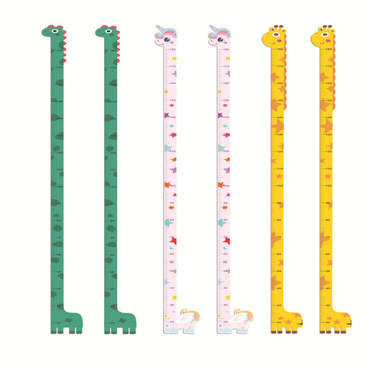 Set of four colorful animal-themed rulers on a white background