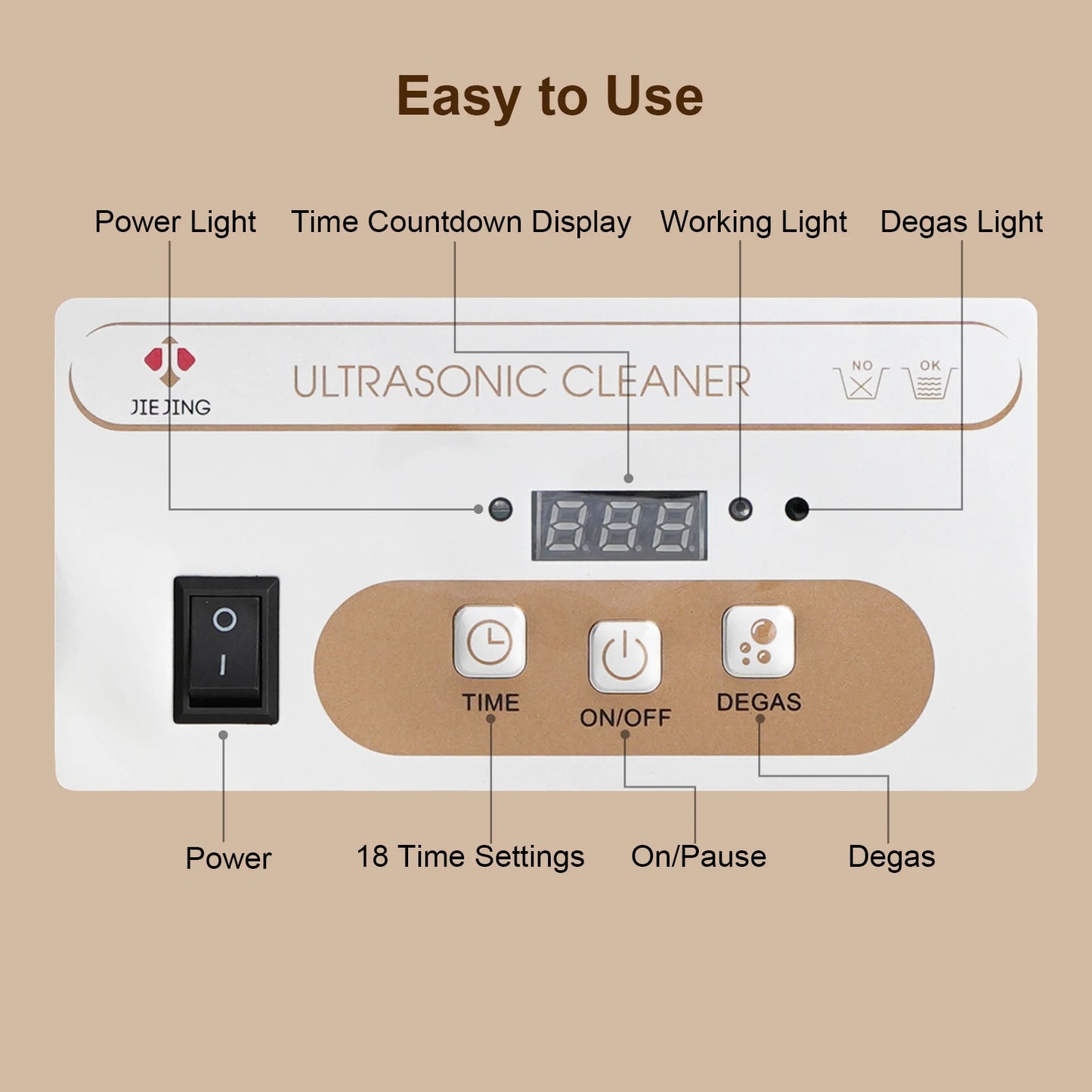 Ultrasonic Cleaner - 900mL, 60W, 40kHz for Jewelry & More