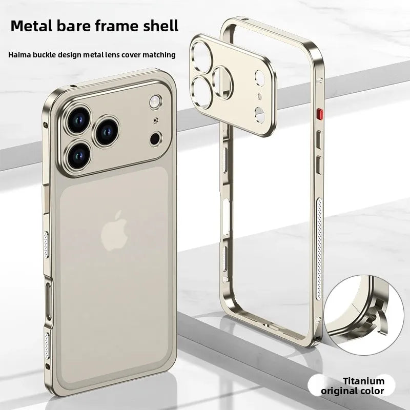 Beige Premium Aluminum Alloy iPhone 17 Pro Max / 17 Air / 17 Pro Case | Slim Rugged Frame with Heat Dissipation & Anti-Drop Protection