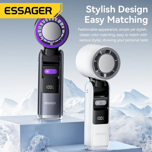 Essager Digital Display Portable Fan - 100 Speeds, Foldable