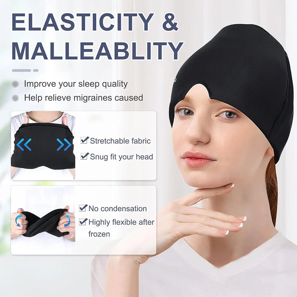 Gel Ice Headache & Migraine Relief Hat – Hot & Cold Therapy Cap