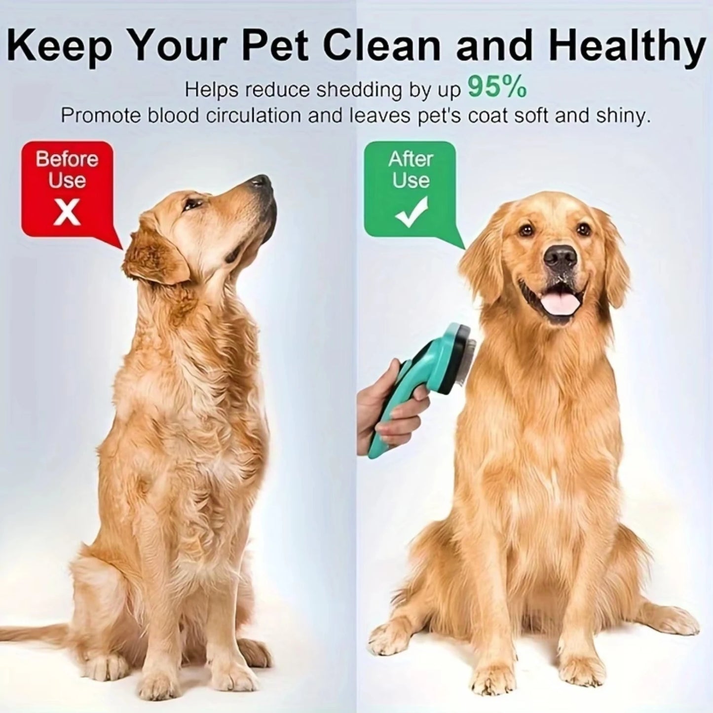 Self-Cleaning Dog & Cat Brush – Grooming Slicker Brush for Shedding Pets