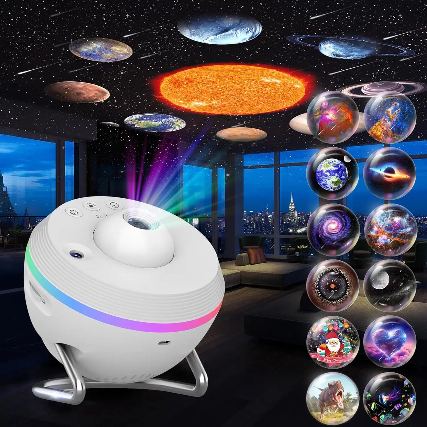 Starry Galaxy Projector - 13 Modes, 6 RGB Lights, Timer & Rotation