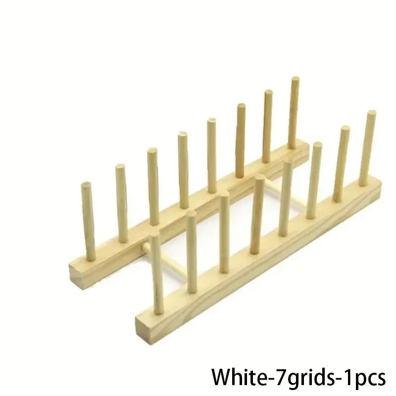 Wooden drying rack with 7 grids on a white background