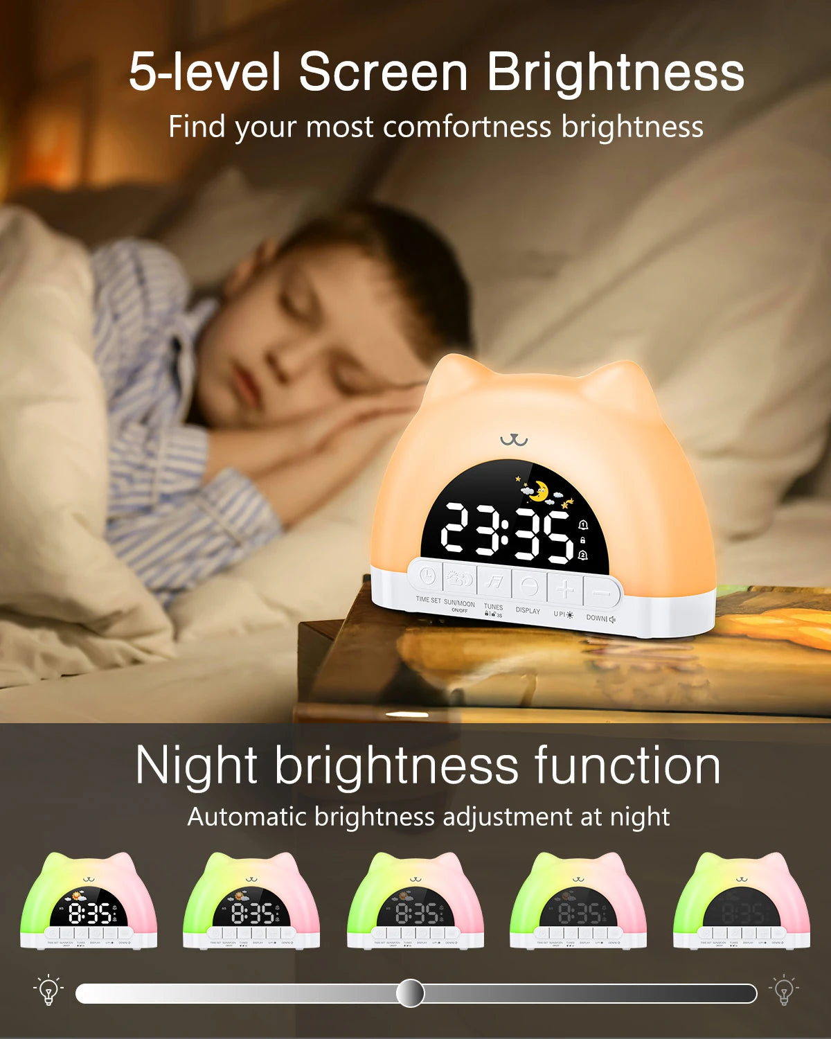 ORIA Kids Alarm Clock – Sleep Training Wake Up Clock with Night Light & Music