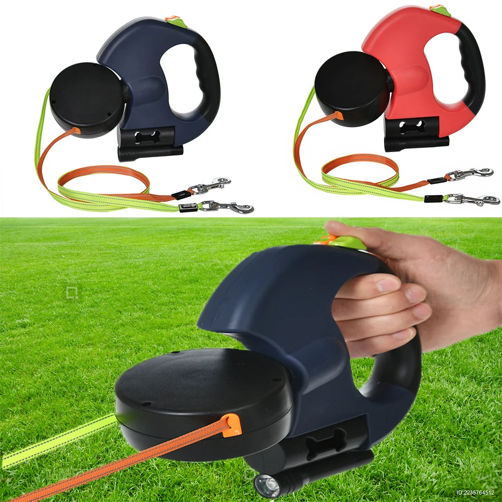 3M Dual Puppy Leash – Automatic Retractable Dog Leash with Night Light
