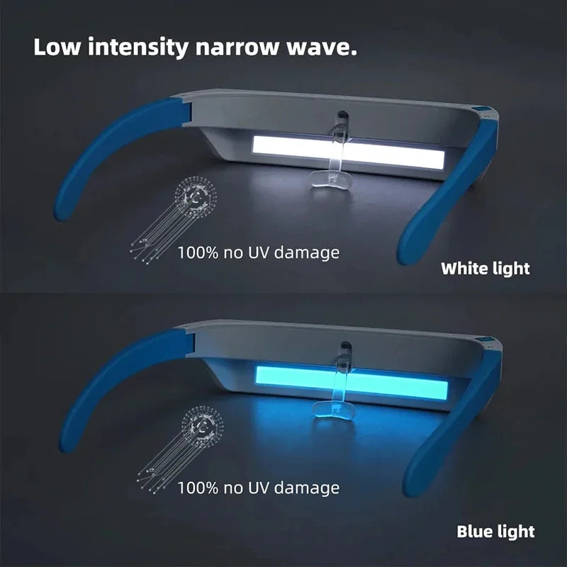 Light Therapy Glasses – Blue & White Dual-Light Phototherapy for Eye Care and Relaxation
