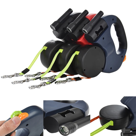 3M Dual Puppy Leash – Automatic Retractable Dog Leash with Night Light