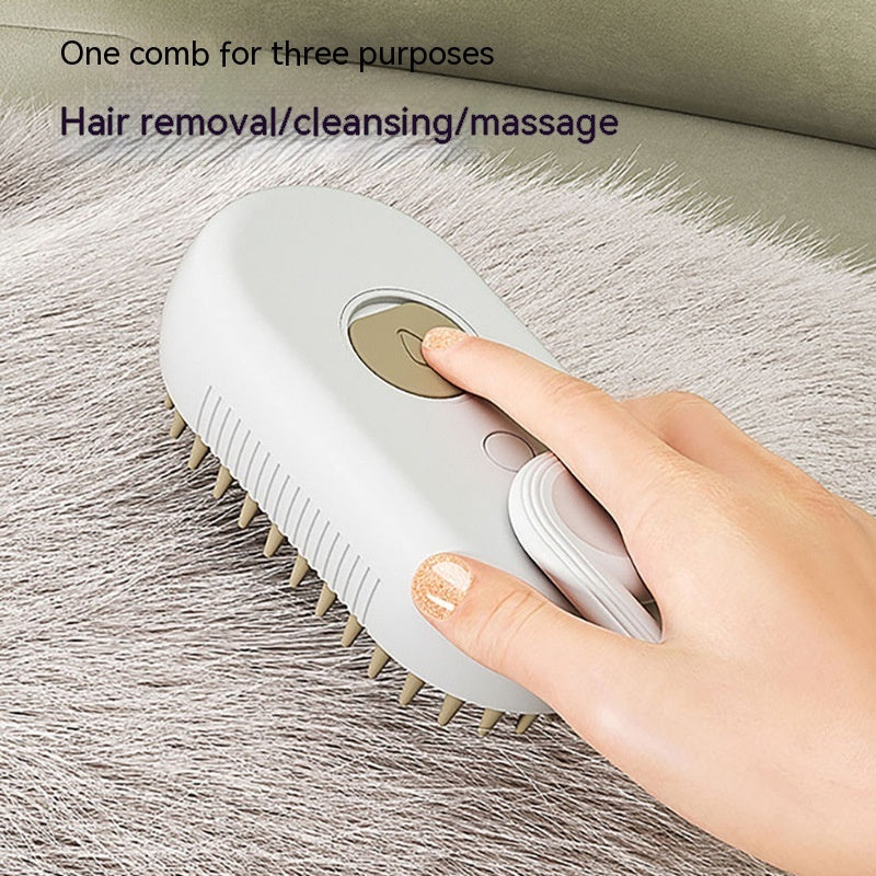 3-in-1 Electric Pet Steam Brush for Grooming, Massage & Hair Removal