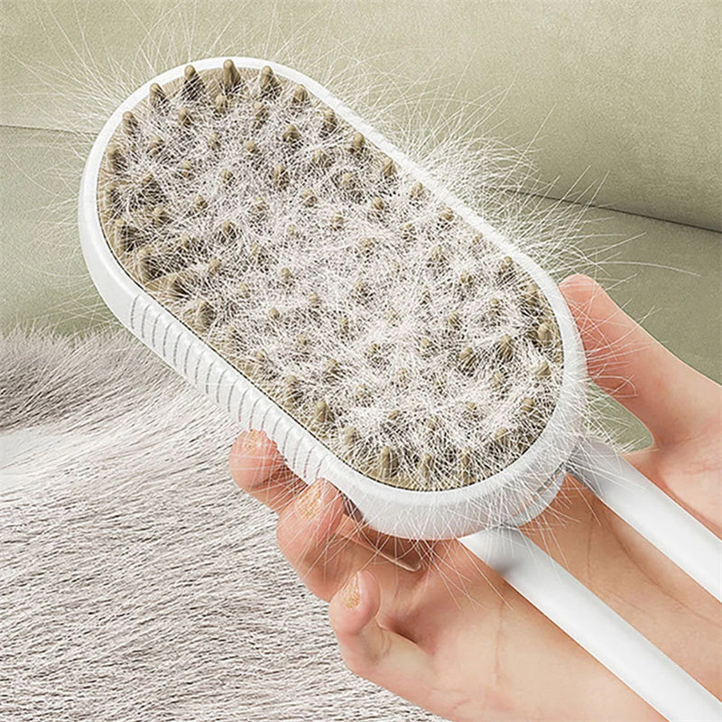 3-in-1 Electric Pet Steam Brush for Grooming, Massage & Hair Removal