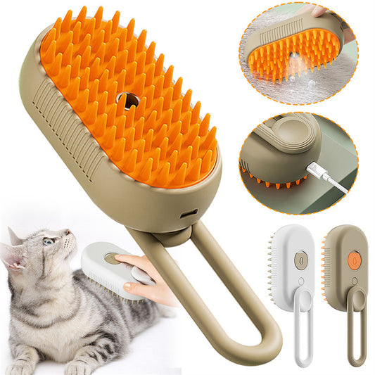 3-in-1 Electric Pet Steam Brush for Grooming, Massage & Hair Removal