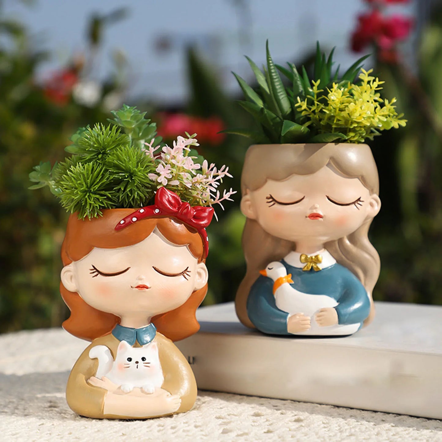 Girl Figurine Planter Pot