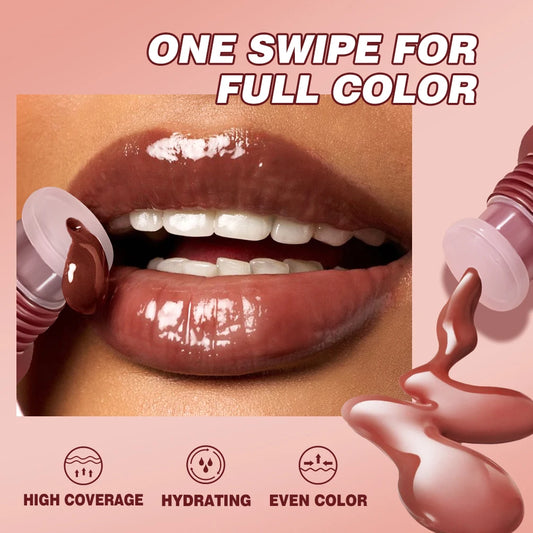 QIBEST Crystal Jelly Lip Oil – Hydrating Tinted Lip Gloss & Lip Balm
