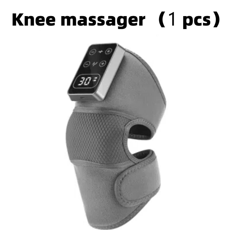 Gray knee massager with digital display on a white background