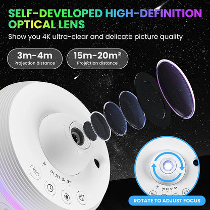 Starry Galaxy Projector - 13 Modes, 6 RGB Lights, Timer & Rotation