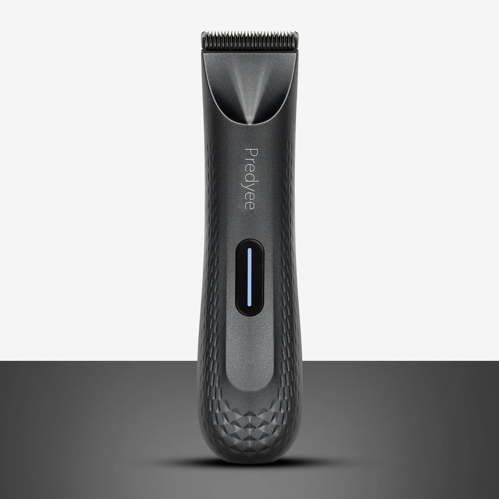 Black hair trimmer with 'Pudyee' branding on a gradient background