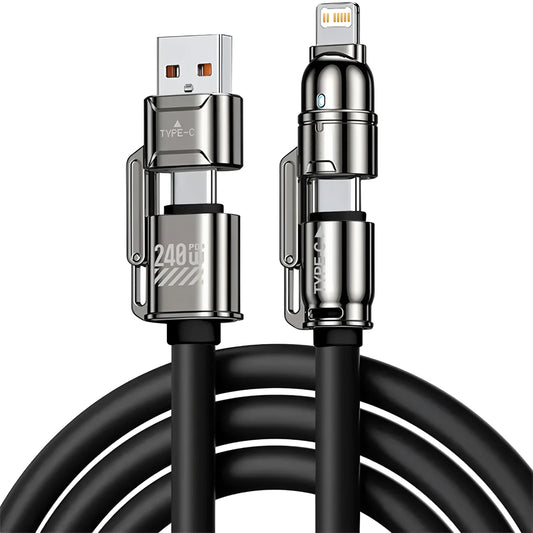 4-in-1 USB-C Fast Charging Cable, 240W PD – Compatible with iPhone, Samsung