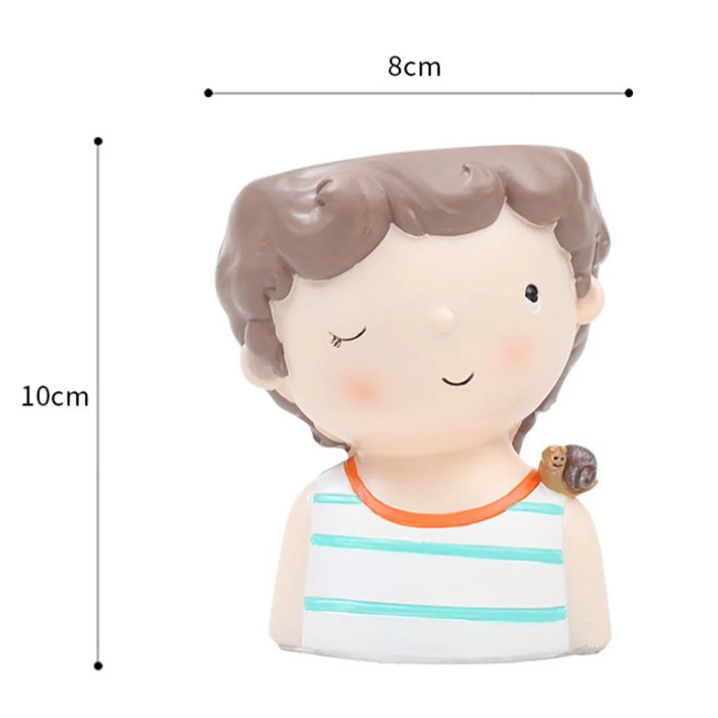 Resin Girl Figure Succulent Pot