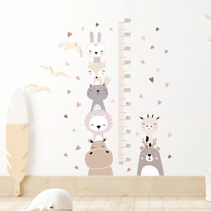 Adorable Animal Height Chart Wall Stickers for Kids Room