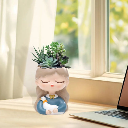 Girl Figurine Planter Pot