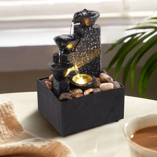 Tabletop Waterfall Fountain with LED Lights