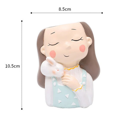 Resin Girl Figure Succulent Pot