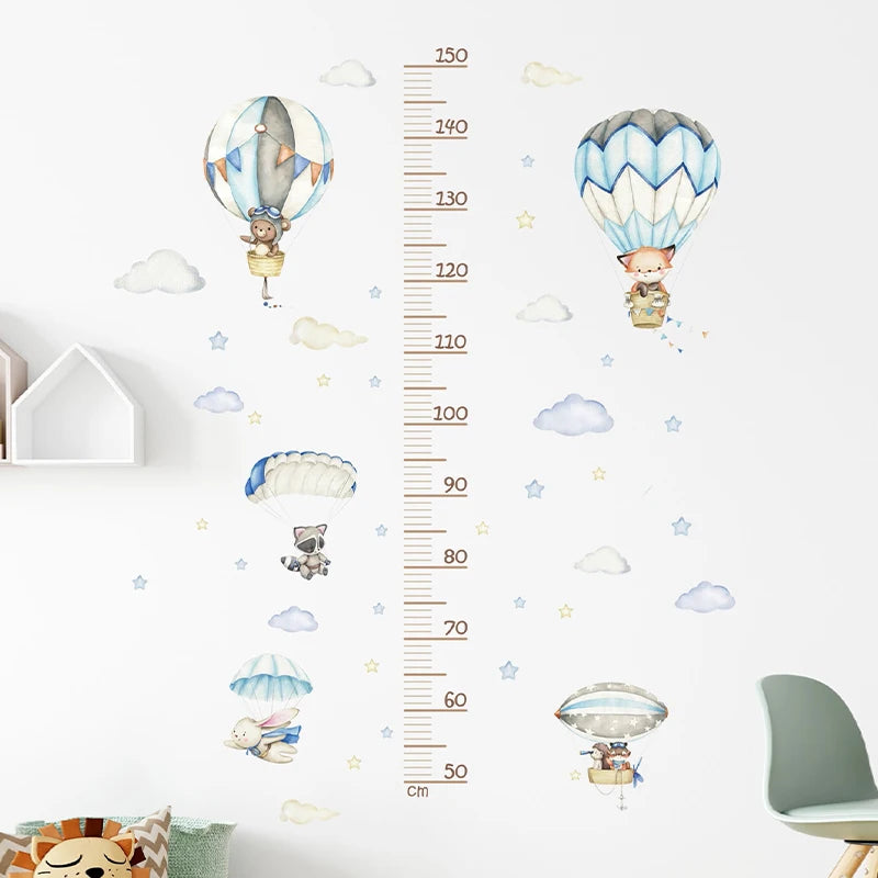 Adorable Animal Height Chart Wall Stickers for Kids Room