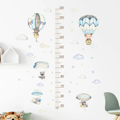 Adorable Animal Height Chart Wall Stickers for Kids Room