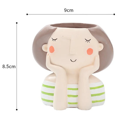 Resin Girl Figure Succulent Pot