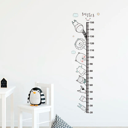 Adorable Animal Height Chart Wall Stickers for Kids Room