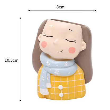 Resin Girl Figure Succulent Pot