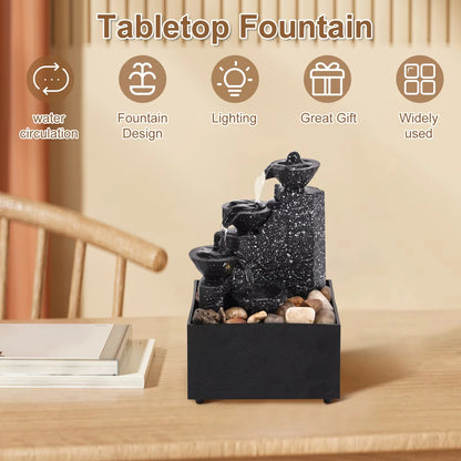 Tabletop Waterfall Fountain with LED Lights