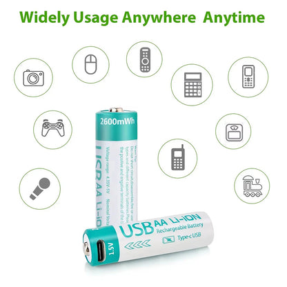 MATOV 1.5V AA USB Type-C Rechargeable Battery - 2600mWh