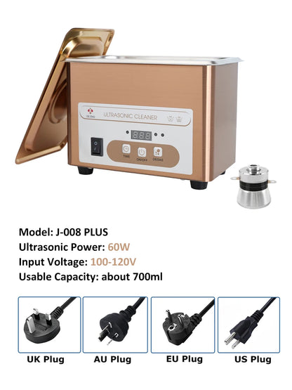 Ultrasonic Cleaner - 900mL, 60W, 40kHz for Jewelry & More