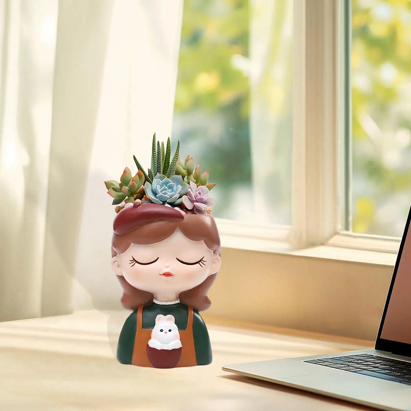 Girl Figurine Planter Pot