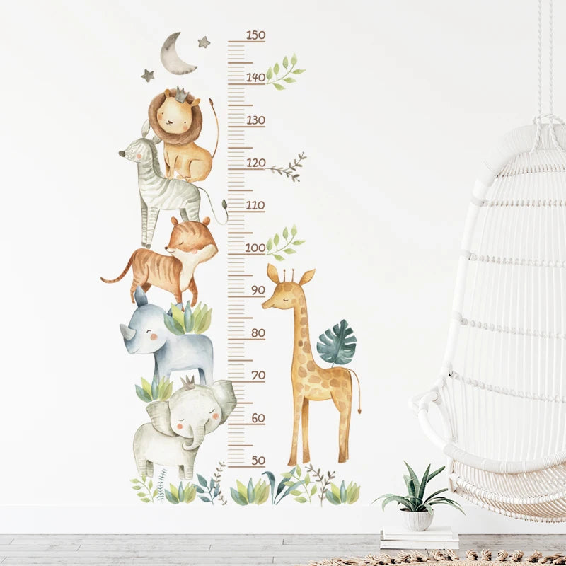 Adorable Animal Height Chart Wall Stickers for Kids Room