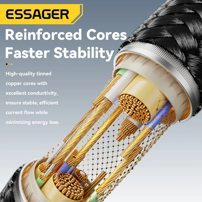 Charge & Monitor: Essager 100W USB-C Cable for iPhone, Macbook, iPad - Digital Display