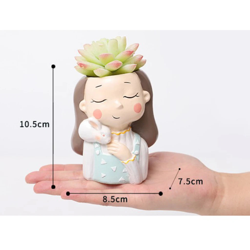 Resin Girl Figure Succulent Pot