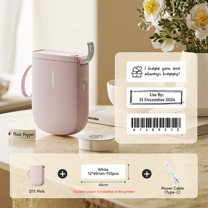 Premium Bluetooth Portable Label Printer – USB Rechargeable & Inkless for iOS/Android