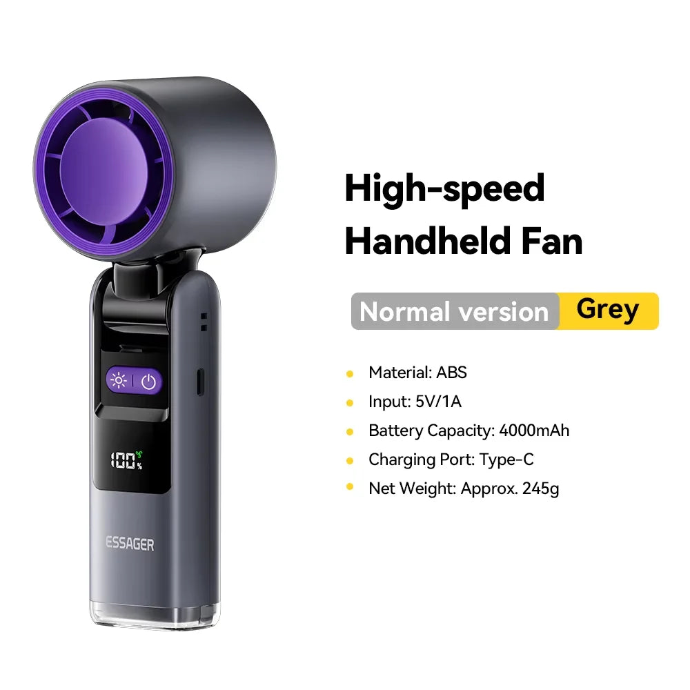 Essager Digital Display Portable Fan - 100 Speeds, Foldable