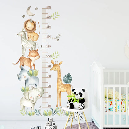 Adorable Animal Height Chart Wall Stickers for Kids Room