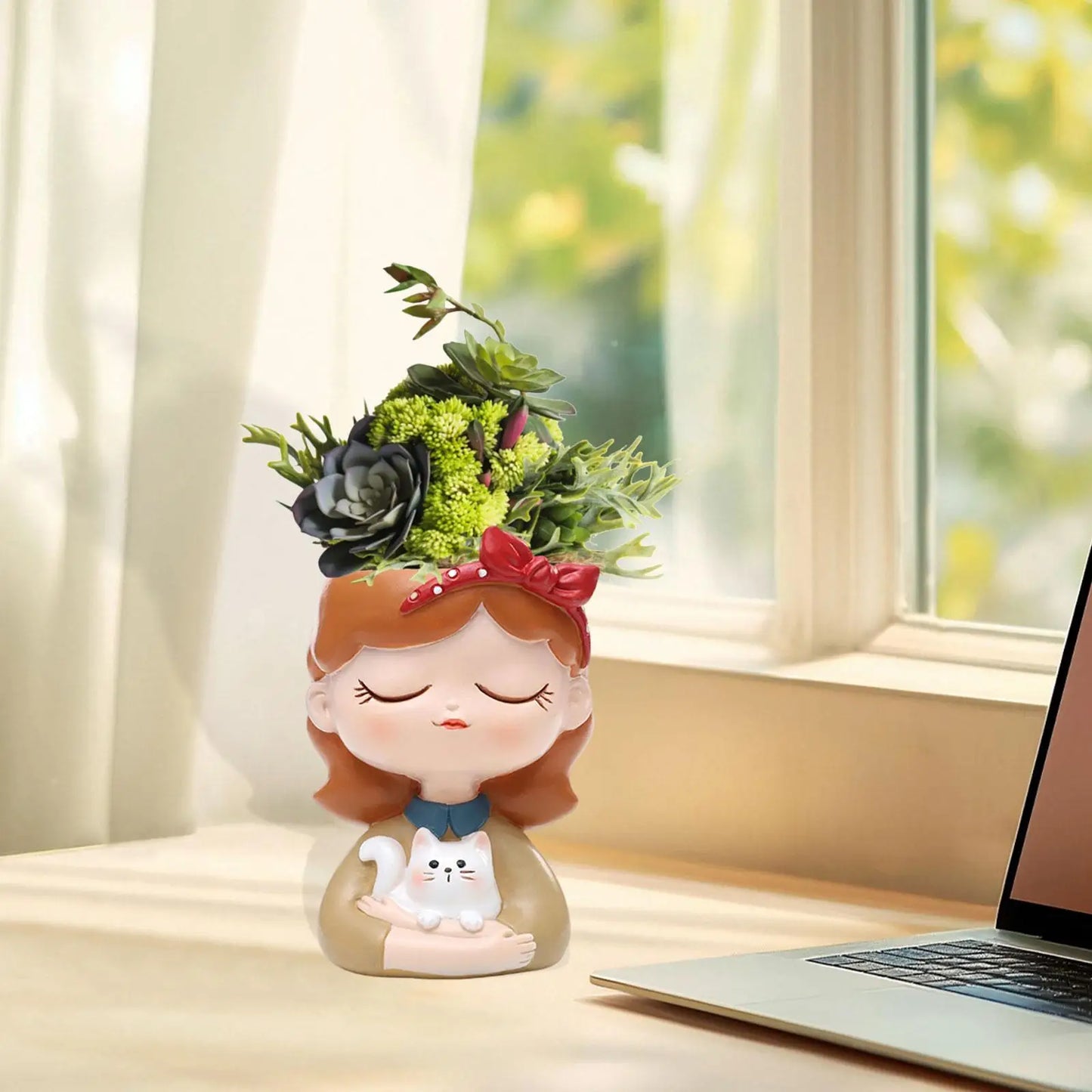 Girl Figurine Planter Pot