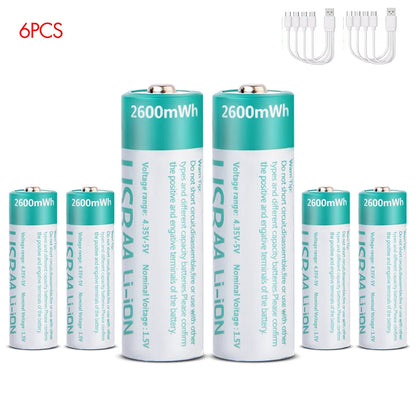 MATOV 1.5V AA USB Type-C Rechargeable Battery - 2600mWh