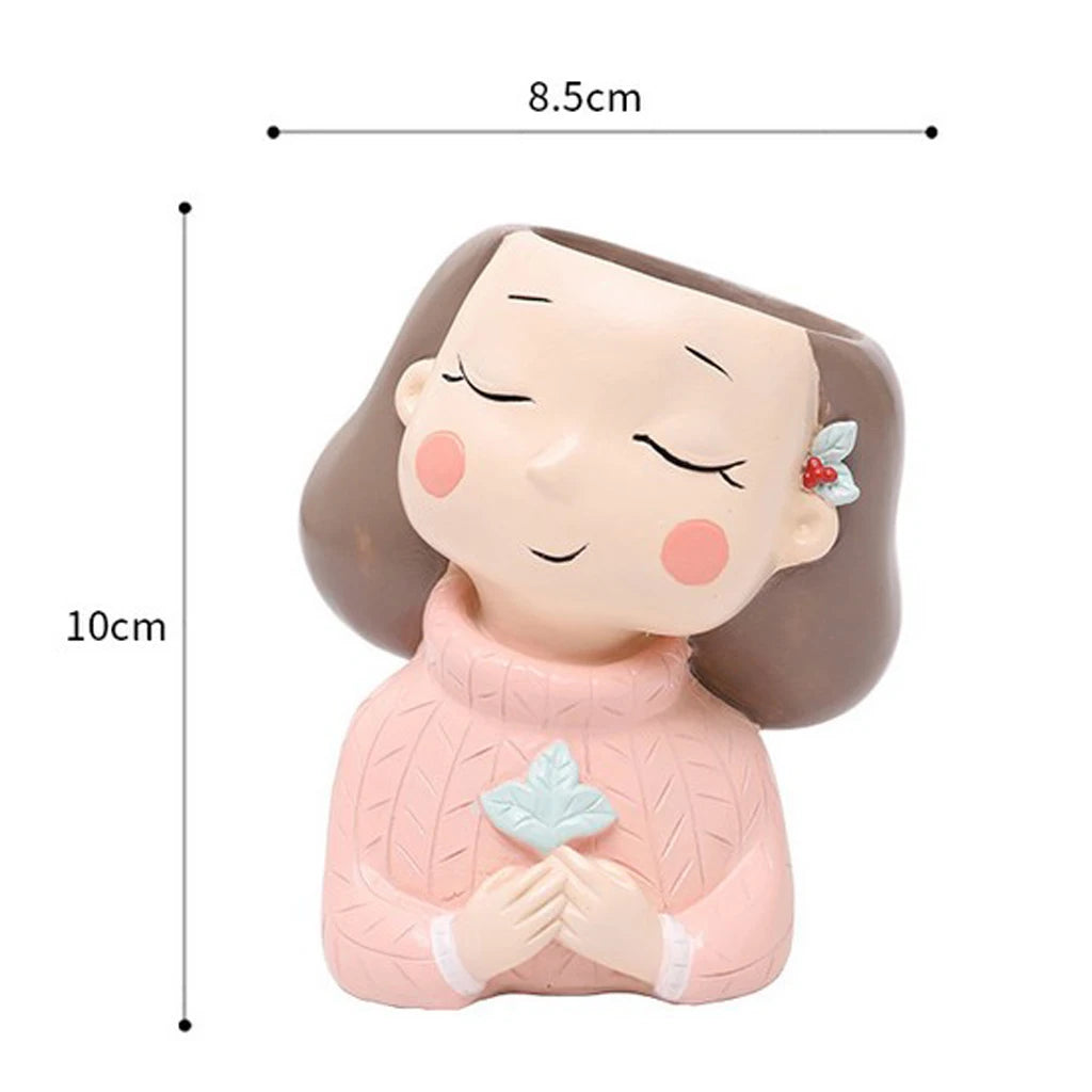 Resin Girl Figure Succulent Pot