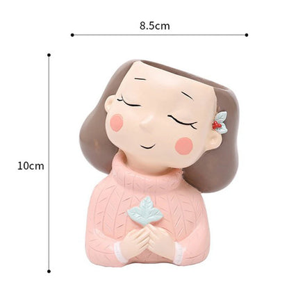 Resin Girl Figure Succulent Pot