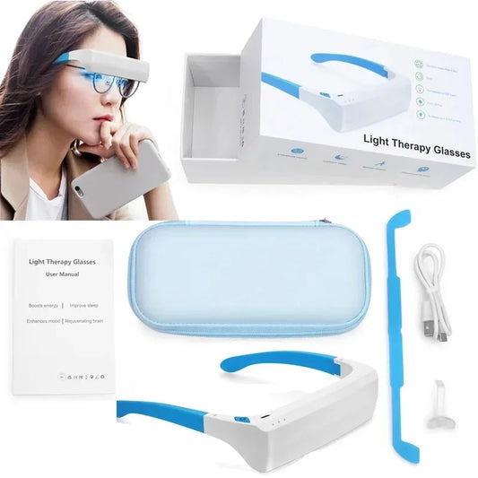 Light Therapy Glasses – Blue & White Dual-Light Phototherapy for Eye Care and Relaxation