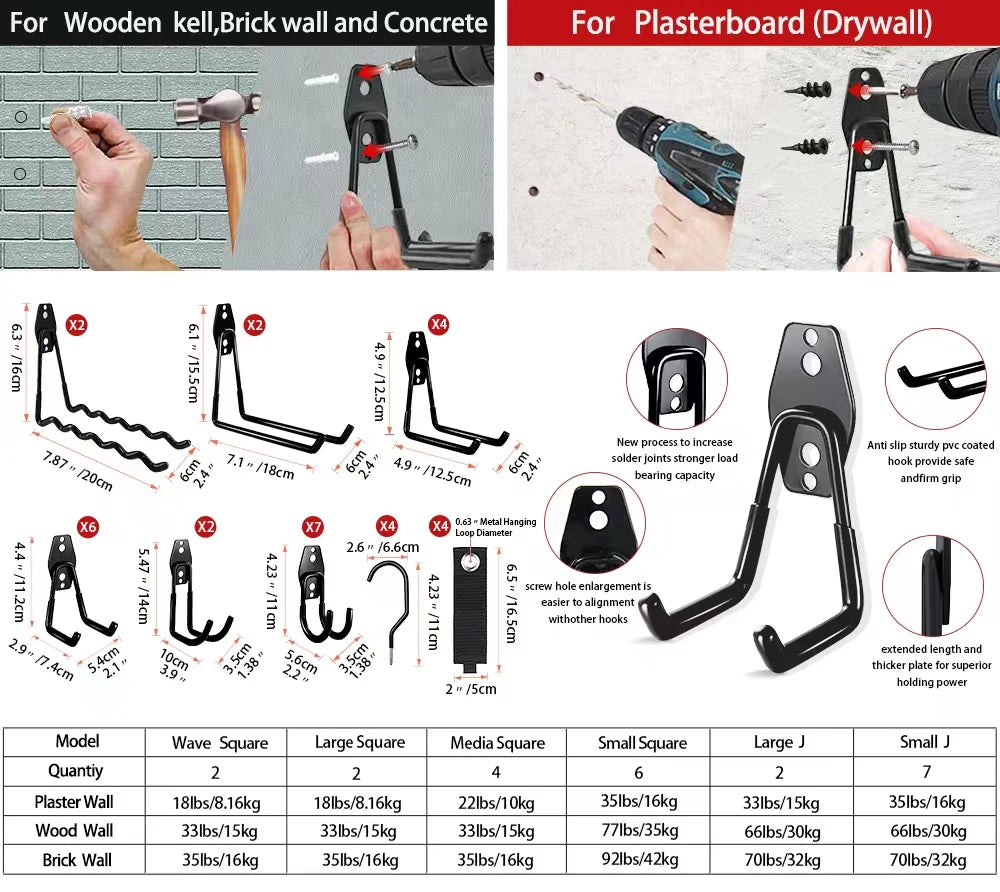 Heavy Duty Garage Hook - Wall Mount Storage