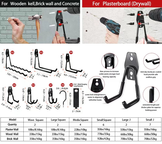 Heavy Duty Garage Hook - Wall Mount Storage