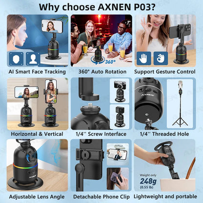 AI Face Tracking Gimbal for Smartphones & Cameras
