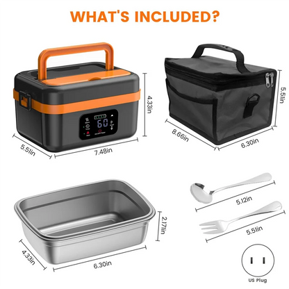 Cordless Electric Lunch Box – Rechargeable Self-Heating Food Warmer (16,000mAh)